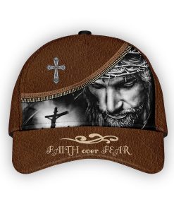 Gearhumans 3D Jesus Faith Over Fear Custom Classic Cap GW26045 Cap Cap 