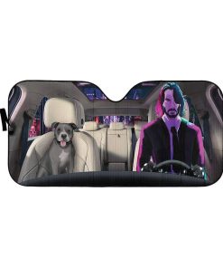 gearhumans 3D John Wick Custom Car Auto Sunshade GL07075 Auto Sunshade 57''x27.5'' 