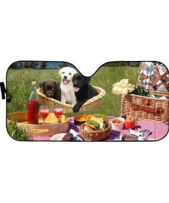 gearhumans 3D Labrador Retriever Puppies Custom Car Auto Sunshade GW13057 Auto Sunshade 57''x27.5'' 
