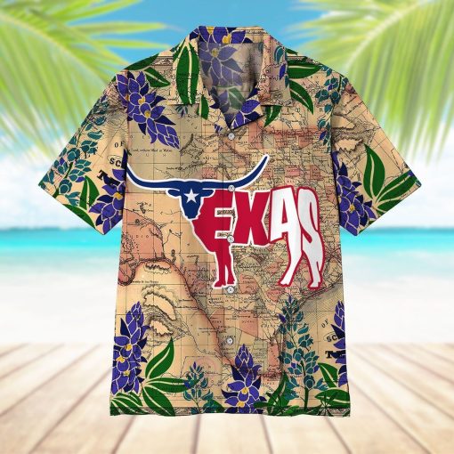 Gearhumans 3D Longhorn Flag Texas Hawaii Shirt ZK1005214 Hawai Shirt