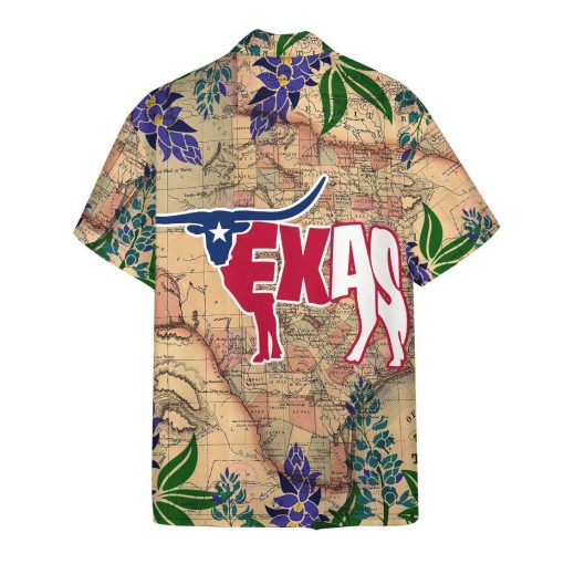 Gearhumans 3D Longhorn Flag Texas Hawaii Shirt ZK1005214 Hawai Shirt