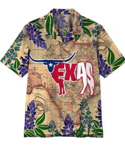 Gearhumans 3D Longhorn Flag Texas Hawaii Shirt ZK1005214 Hawai Shirt Short Sleeve Shirt S 