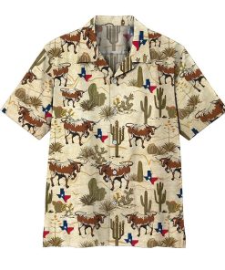 Gearhumans 3D Longhorn Texas Hawaii Shirt ZK1005213 Hawai Shirt Short Sleeve Shirt S 