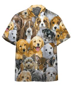 Gearhumans 3D Lots Of Adorable Puppy Custom Short Sleeve Shirt GS05052118 Hawai Shirt Short Sleeve Shirt S