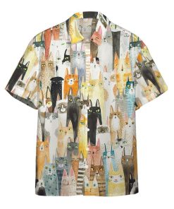 Gearhumans 3D Lots Of Colorful Cats Hawaii Shirt ZK12041 Hawai Shirt Hawaii Shirt S 
