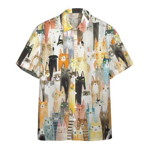 Gearhumans 3D Lots Of Colorful Cats Hawaii Shirt ZK12041 Hawai Shirt Hawaii Shirt S