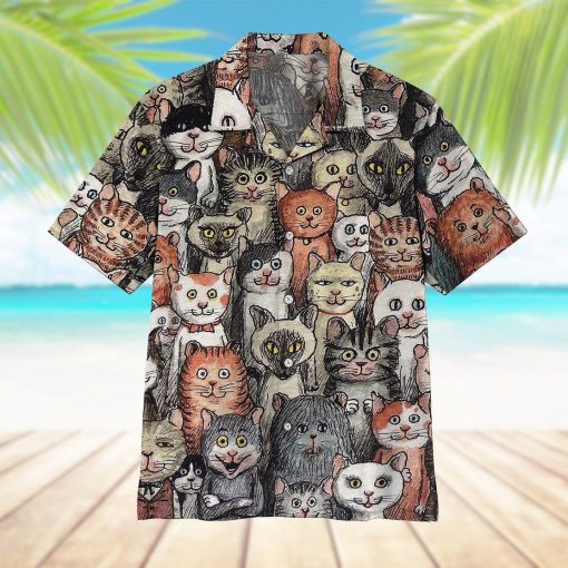 Gearhumans 3D Lots Of Dark Cats Hawaii T-shirt ZK12042 Hawai Shirt