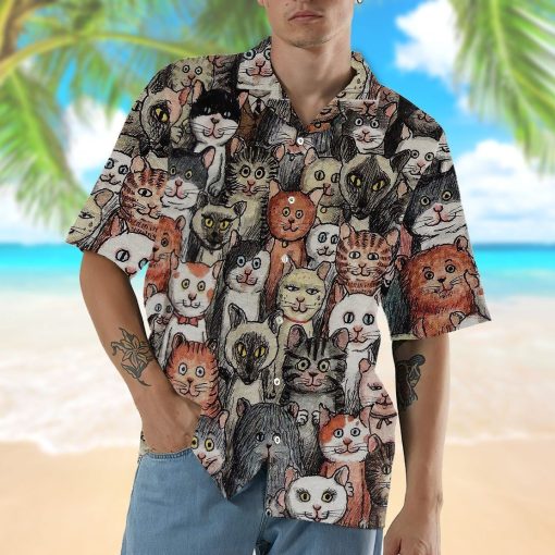 Gearhumans 3D Lots Of Dark Cats Hawaii T-shirt ZK12042 Hawai Shirt