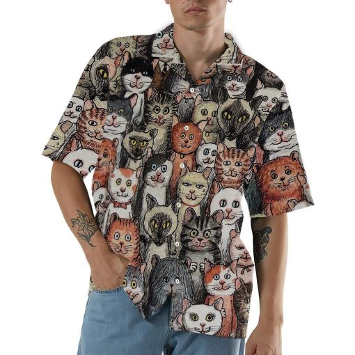 Gearhumans 3D Lots Of Dark Cats Hawaii T-shirt ZK12042 Hawai Shirt