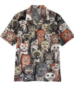 Gearhumans 3D Lots Of Dark Cats Hawaii T-shirt ZK12042 Hawai Shirt Short Sleeve Shirt S 