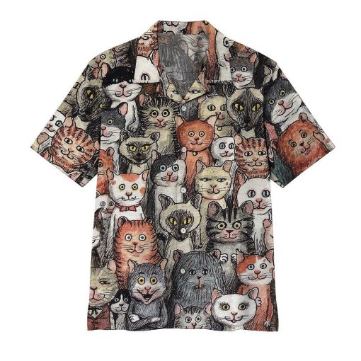 Gearhumans 3D Lots Of Dark Cats Hawaii T-shirt ZK12042 Hawai Shirt Short Sleeve Shirt S