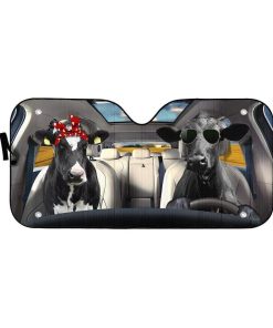 gearhumans 3D Love Couple Cattle Cow Custom Car Auto Sunshade GV230613 Auto Sunshade 57''x27.5'' 