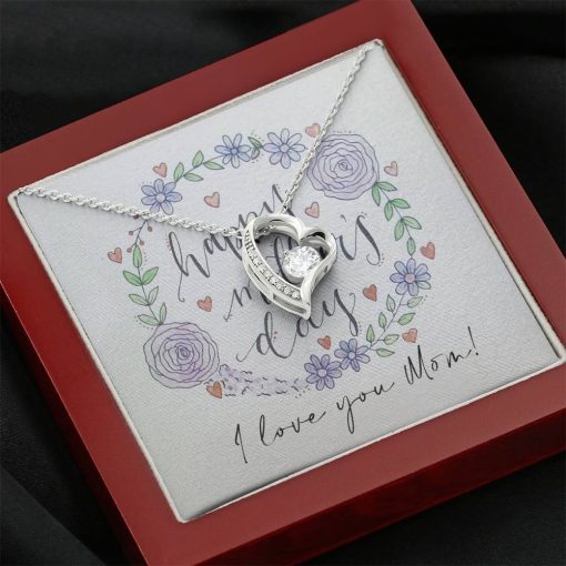 Gearhumans 3D Love My Mom Happy Mothers Day Forever Love Necklace GS20042110 ShineOn Fulfillment Mahogany Style Luxury Box