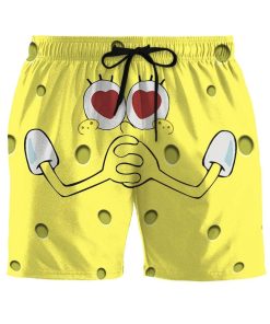 Gearhumans 3D Love SpongeBob SquarePants Custom Summer Beach Shorts Swim Trunks GV19065 Men Shorts Men Shorts S 