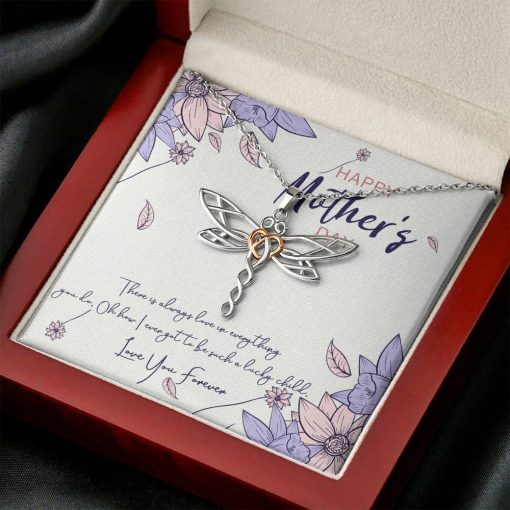 Gearhumans 3D Love You Mom Happy Mothers Day Dragonfly Dream Necklace 10 Gearhumans 3D Love You Mom Happy Mothers Day Dragonfly Dream Necklace GS2204217 ShineOn Fulfillment Mahogany Style Luxury Box