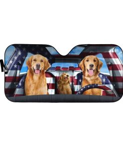 gearhumans 3D Lovely Golden Retriever Custom Car Auto Sunshade GL29052 Auto Sunshade 57''x27.5'' 