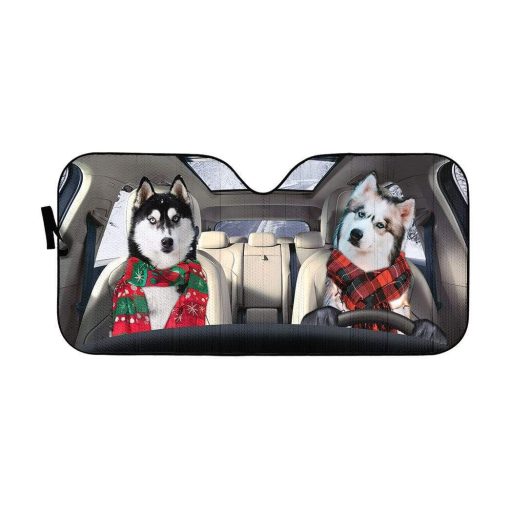 gearhumans 3D Lovely Husky Auto Sunshade GL25065 Auto Sunshade 57''x27.5''