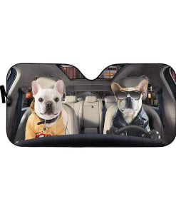 gearhumans 3D Loving Cute Bulldogs Custom Car Auto Sunshade GV17063 Auto Sunshade 57''x27.5''