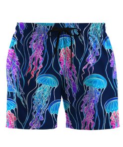 Gearhumans 3D Luminescent Rainbow Jellyfish Custom Beach Shorts Swim Trunks GS13052119 Men Shorts Men Shorts S 