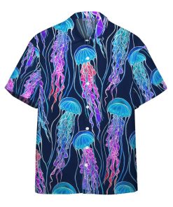 Gearhumans 3D Luminescent Rainbow Jellyfish Gum Custom Hawaii Shirt GS13052120 Hawai Shirt Short Sleeve Shirt S