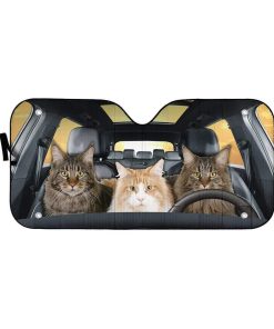 gearhumans 3D Maine Coon Custom Car Auto Sunshade GD12059 Auto Sunshade 57''x27.5'' 