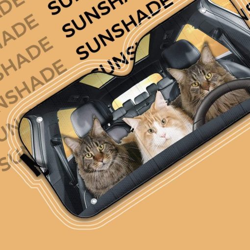 gearhumans 3D Maine Coon Custom Car Auto Sunshade GD12059 Auto Sunshade