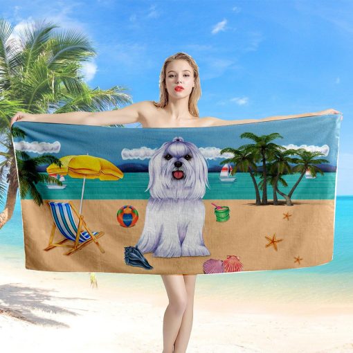 Gearhumans 3D Maltese Dog Custom Beach Towel GW12052113 Towel