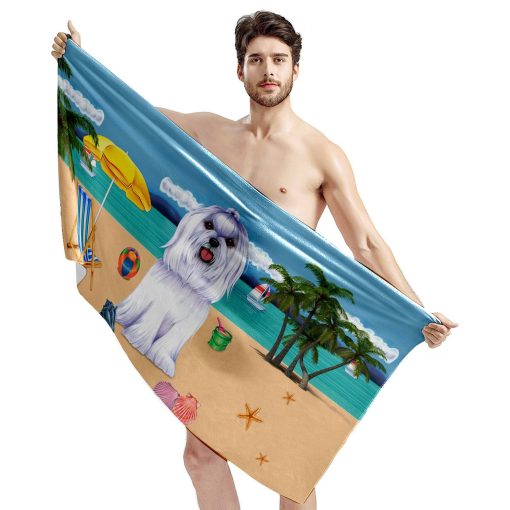 Gearhumans 3D Maltese Dog Custom Beach Towel GW12052113 Towel