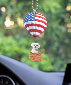 Gearhumans 3D Maltese Dog In Hot Air Balloon Custom Car Hanging GW260512 Car Hanging 