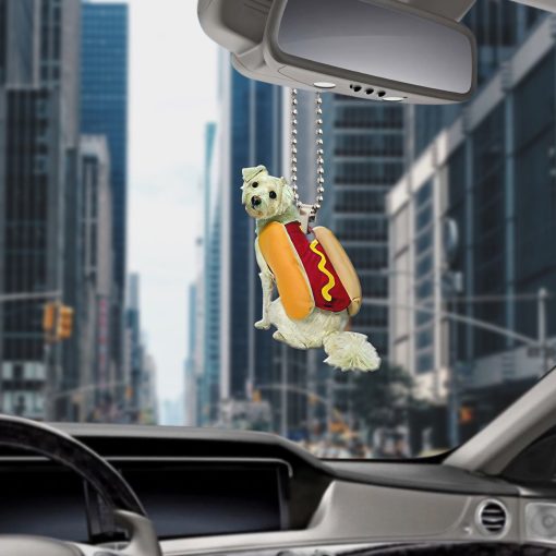 Gearhumans 3D Maltese Hotdoggo Custom Car Hanging GO26052114 Car Hanging