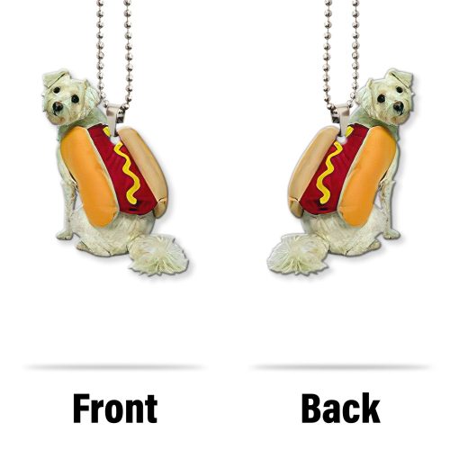 Gearhumans 3D Maltese Hotdoggo Custom Car Hanging GO26052114 Car Hanging
