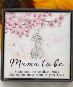 Gearhumans 3D Mama To Be Happy Mothers Day Graceful Love Giraffe Necklace GS2204214 ShineOn Fulfillment 14K White Gold Finish