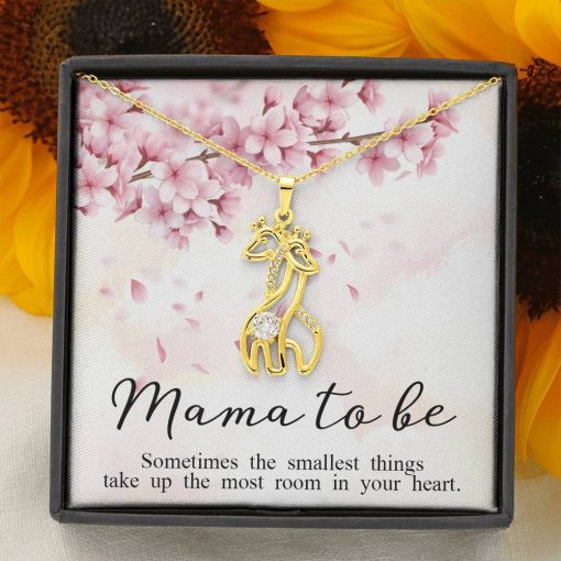 Gearhumans 3D Mama To Be Happy Mothers Day Graceful Love Giraffe Necklace GS2204214 ShineOn Fulfillment 18K Yellow Gold Finish