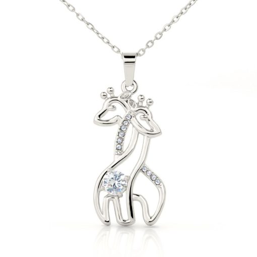 Gearhumans 3D Mama To Be Happy Mothers Day Graceful Love Giraffe Necklace GS2204214 ShineOn Fulfillment