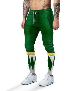 Gearhumans 3D Mighty Morphin Green Power Rangers Custom Sweatpants GW06043 Sweatpants Sweatpants S