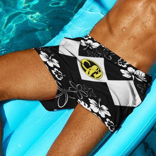 Gearhumans 3D Mighty Morphin Power Ranger Black Beach Short ZZ160417 Men Shorts