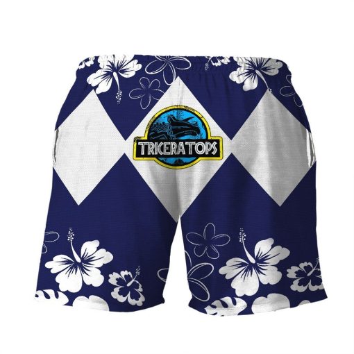 Gearhumans 3D Mighty Morphin Power Ranger Blue Beach Short ZZ160414 Men Shorts