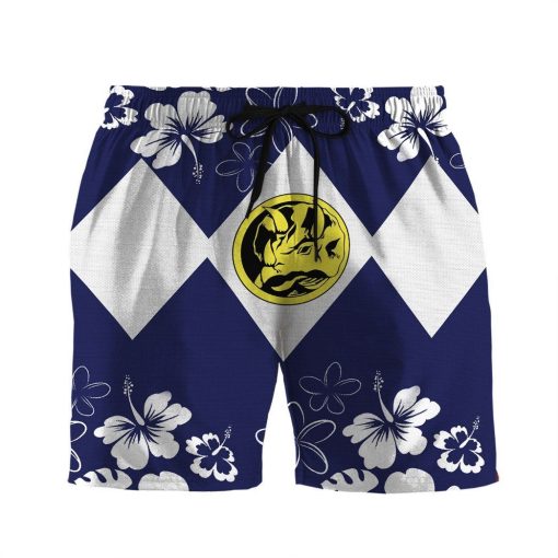 Gearhumans 3D Mighty Morphin Power Ranger Blue Beach Short ZZ160414 Men Shorts S