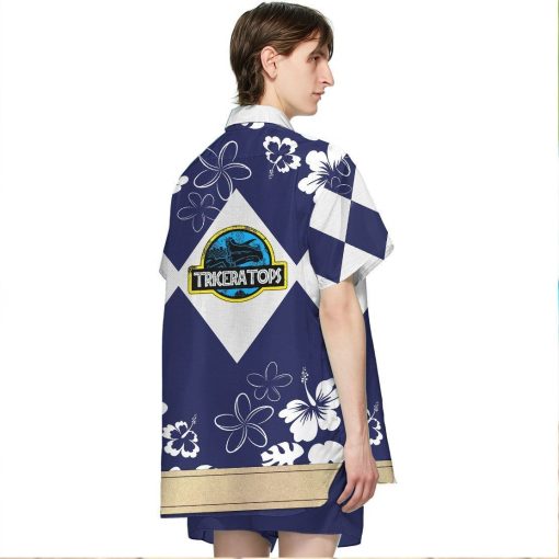 Gearhumans 3D Mighty Morphin Power Ranger Blue Hawaii Shirt ZZ16044 Hawai Shirt