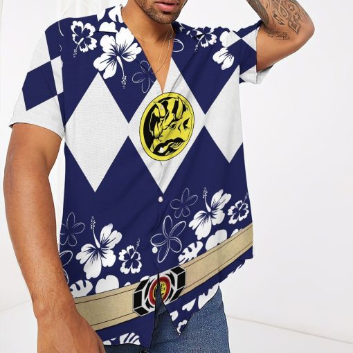 Gearhumans 3D Mighty Morphin Power Ranger Blue Hawaii Shirt ZZ16044 Hawai Shirt