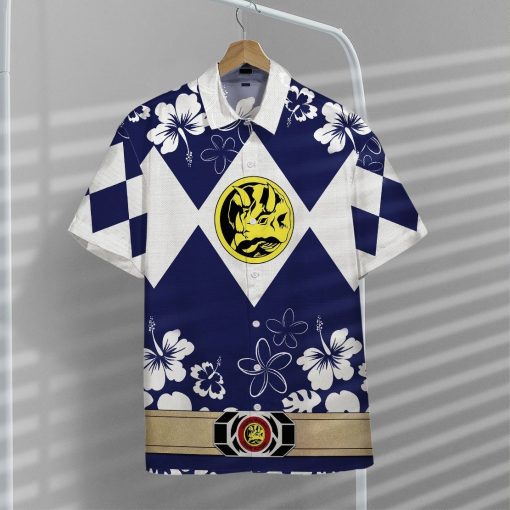 Gearhumans 3D Mighty Morphin Power Ranger Blue Hawaii Shirt ZZ16044 Hawai Shirt
