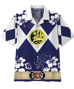 Gearhumans 3D Mighty Morphin Power Ranger Blue Hawaii Shirt ZZ16044 Hawai Shirt Short Sleeve Shirt S 