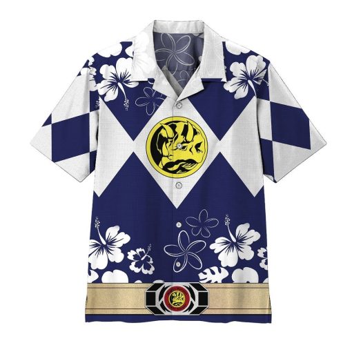 Gearhumans 3D Mighty Morphin Power Ranger Blue Hawaii Shirt ZZ16044 Hawai Shirt Short Sleeve Shirt S