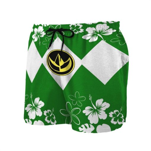 Gearhumans 3D Mighty Morphin Power Ranger Green Beach Short ZZ160415 Men Shorts