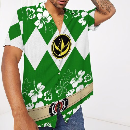 Gearhumans 3D Mighty Morphin Power Ranger Green Hawaii Shirt ZZ16045 Hawai Shirt