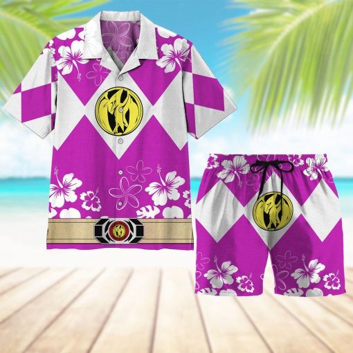 Gearhumans 3D Mighty Morphin Power Ranger Pink Beach Short ZZ160416 Men Shorts
