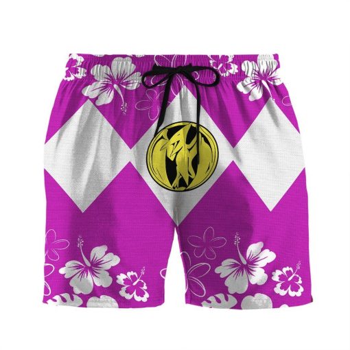Gearhumans 3D Mighty Morphin Power Ranger Pink Beach Short ZZ160416 Men Shorts S