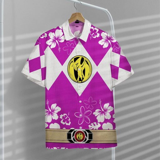 Gearhumans 3D Mighty Morphin Power Ranger Pink Hawaii Shirt ZZ16046 Hawai Shirt
