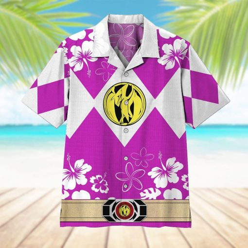 Gearhumans 3D Mighty Morphin Power Ranger Pink Hawaii Shirt ZZ16046 Hawai Shirt
