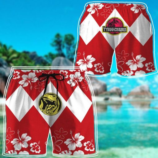 Gearhumans 3D Mighty Morphin Power Ranger Red Beach Short ZZ160412 Men Shorts